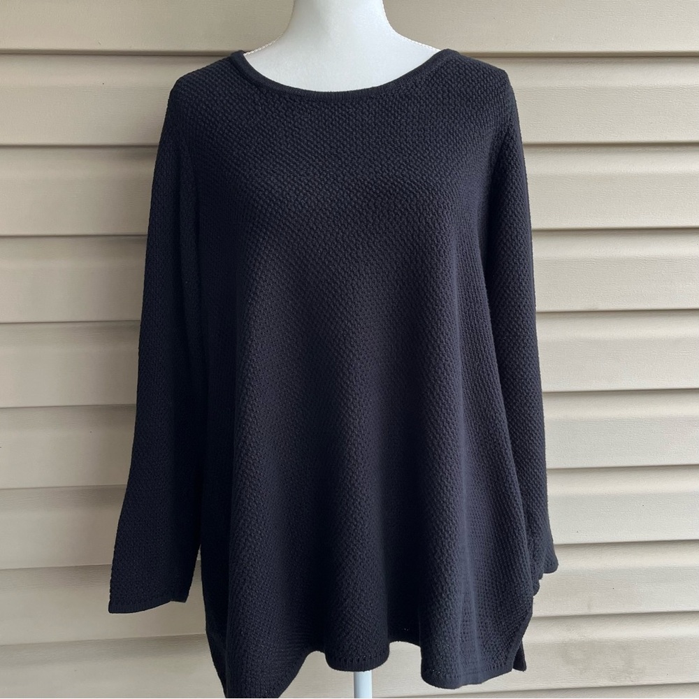 •Charter Club• Textured Black Textured Pullover Tunic Sweater - Size 2X